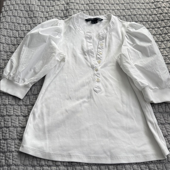 Veronica Beard Coralee Puff Sleeve Top White Size Medium - Picture 3 of 6